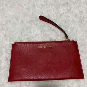 Michael Kors Large Zip Clutch Wristlet Deep red